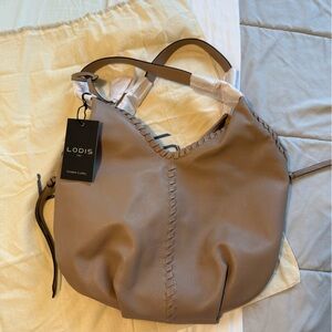 NWT LODIS Taupe Leather Hobo Bag (MOCHA COLOR)